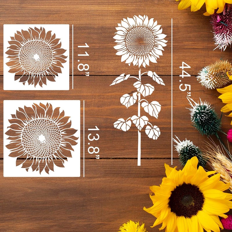 SUNVERSE Large Flower Stencils for Painting Sunflower Stencils for Walls 14” Floral Stencil Templates for Garden Fence Wood Furniture Fabrics - Image 3